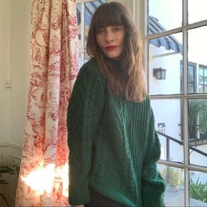 THE FRANKIE SHOP Vibrant Green Avant-Garde Cable Knit Sweater, S-M